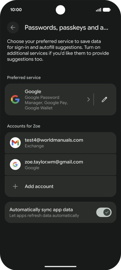 Press the required email account. Press the required email account.