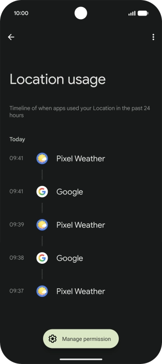 The total app activity for the selected phone function is displayed.