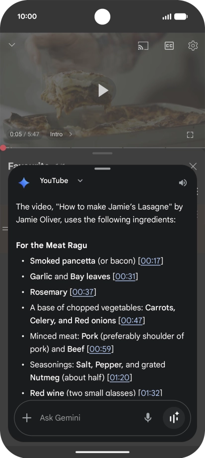 The answer from Gemini to your question is displayed. The answer from Gemini to your question is displayed.