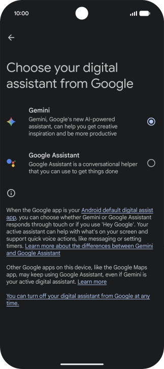 Press the required voice control assistant. Press the required voice control assistant.