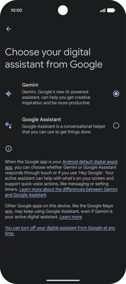 Press the required voice control assistant. Press the required voice control assistant.