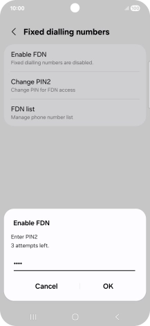 Key in your PIN2 and press OK.