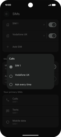 Press the required setting. Press the required setting.
