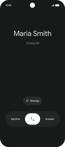 Press and drag the accept call icon right. Press and drag the accept call icon right.