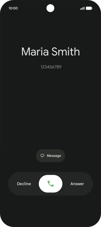 Press and drag the accept call icon right. Press and drag the accept call icon right.
