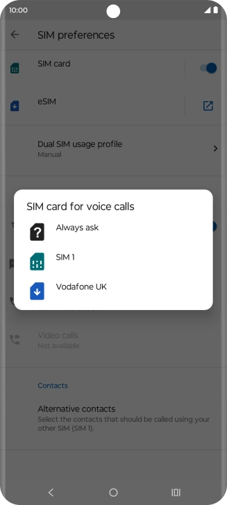 Press the required setting. Press the required setting.