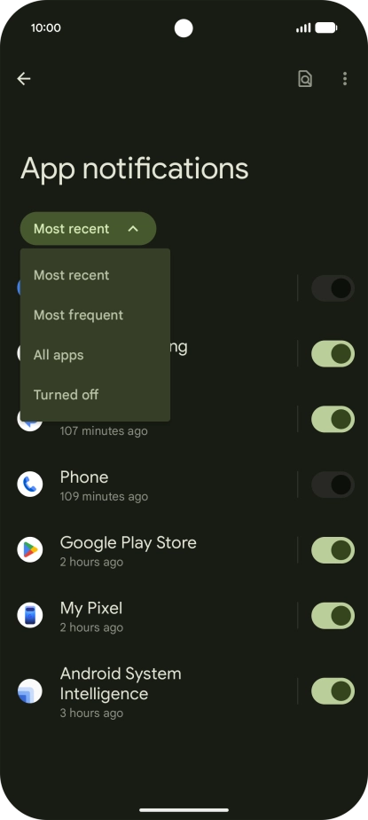 Press the required setting. Press the required setting.