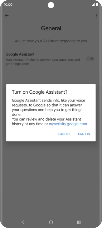 If you turn on the function, press TURN ON.