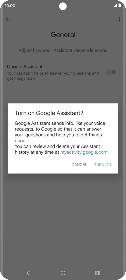 If you turn on the function, press TURN ON.