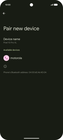 Press the required Bluetooth device and follow the instructions on the screen to pair the device with your phone.