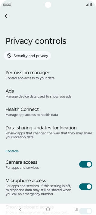 Press Permission manager.