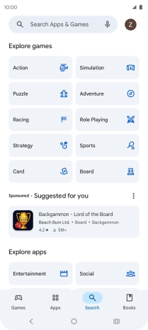 Press the search field.