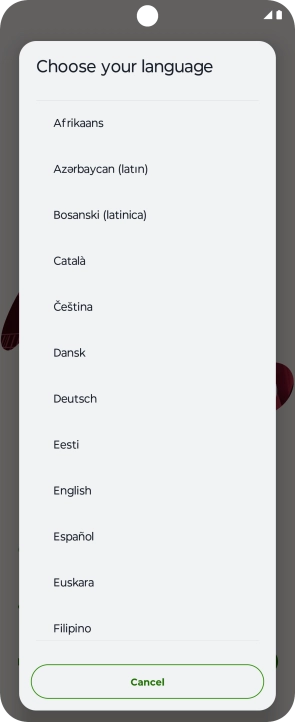 Press the required language. Press the required language.