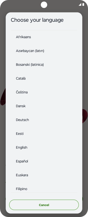 Press the required language. Press the required language.