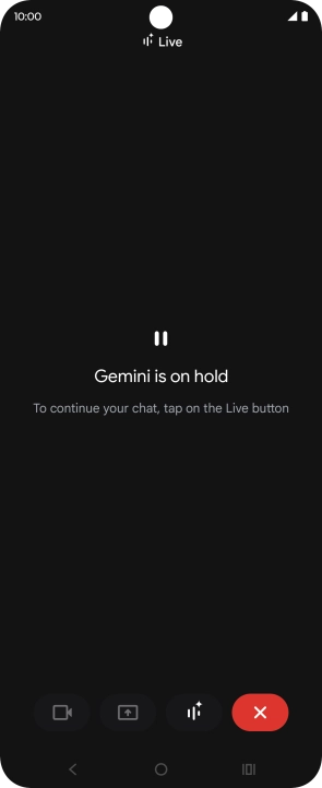 To resume the conversation, press the resume icon. To resume the conversation, press the resume icon.