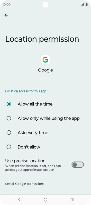 Press the required setting to turn the function on or off.