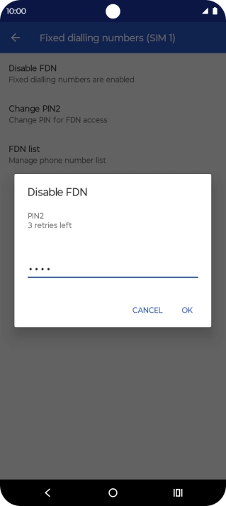 Key in your PIN2 and press OK. The default PIN2 is 1111.