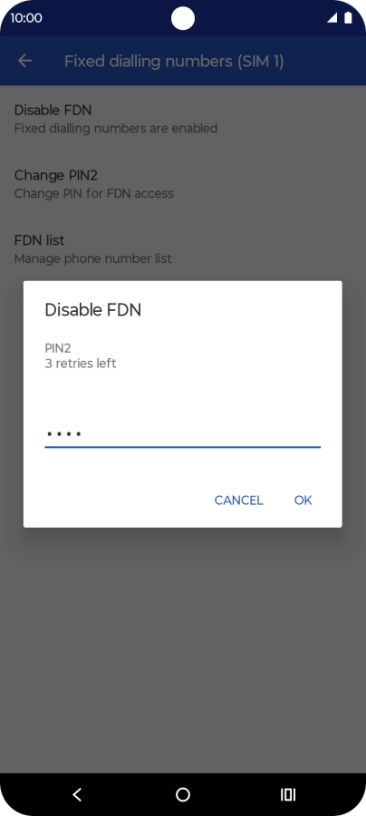 Key in your PIN2 and press OK. The default PIN2 is 1111.
