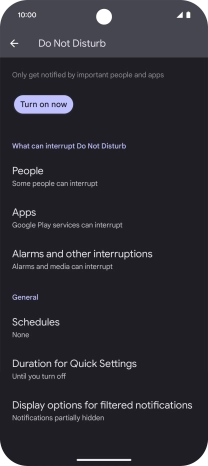 Press Display options for filtered notifications.