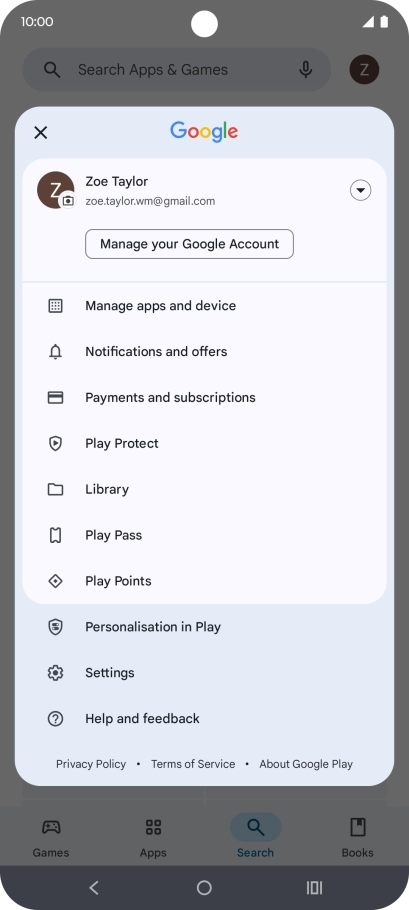Press Manage apps and device.
