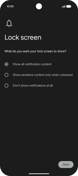 Press the required setting. Press the required setting.