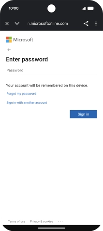 Press Password and key in the password for your email account.