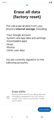 Press Erase all data.