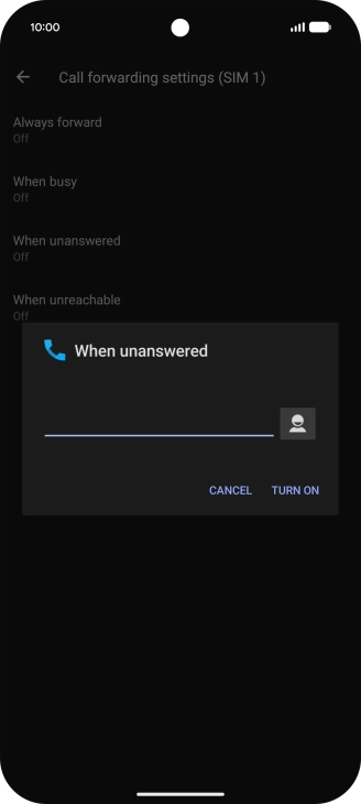 Key in +447836121121 and press TURN ON. Key in +447836121121 and press TURN ON.