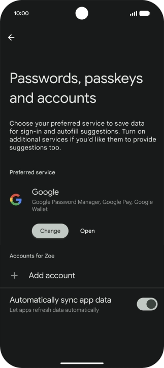 Press Add account. Press Add account.