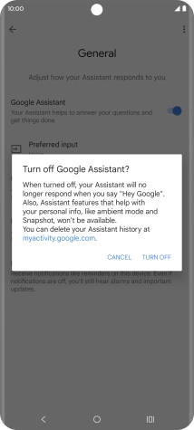 If you turn off the function, press TURN OFF.