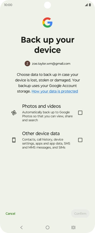 Press the fields next to the required data types to select them.
