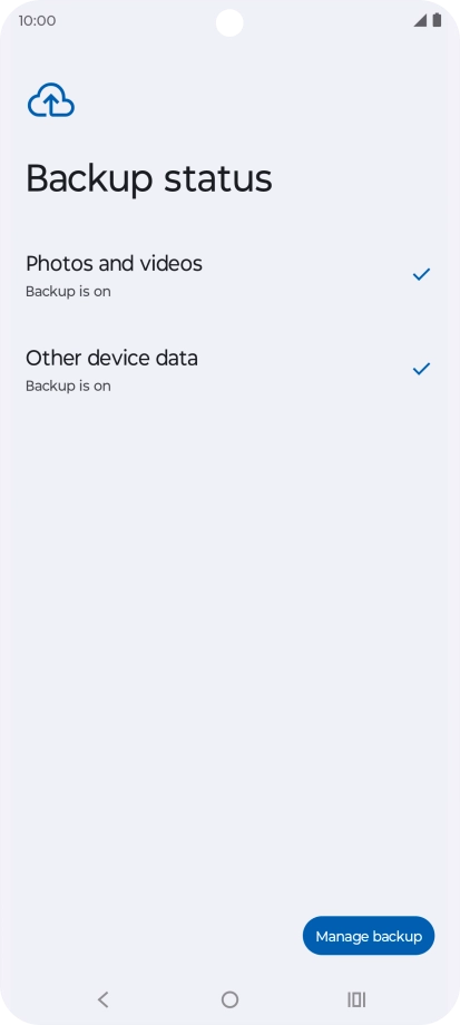 Press Manage backup.