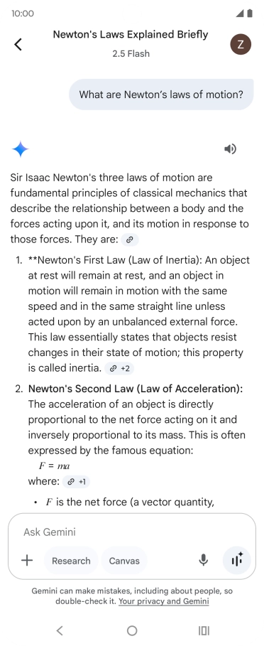 Transcription of the conversation with Gemini Live is now displayed. Transcription of the conversation with Gemini Live is now displayed.