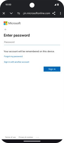 Press Password and key in the password for your email account.