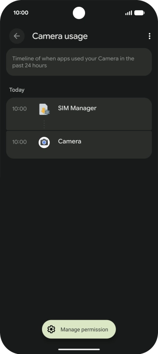 The total app activity for the selected phone function is displayed.