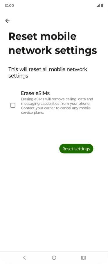 Press Reset settings.