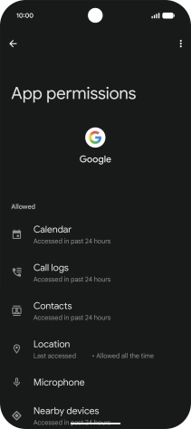 The app activity for the selected app is displayed.
