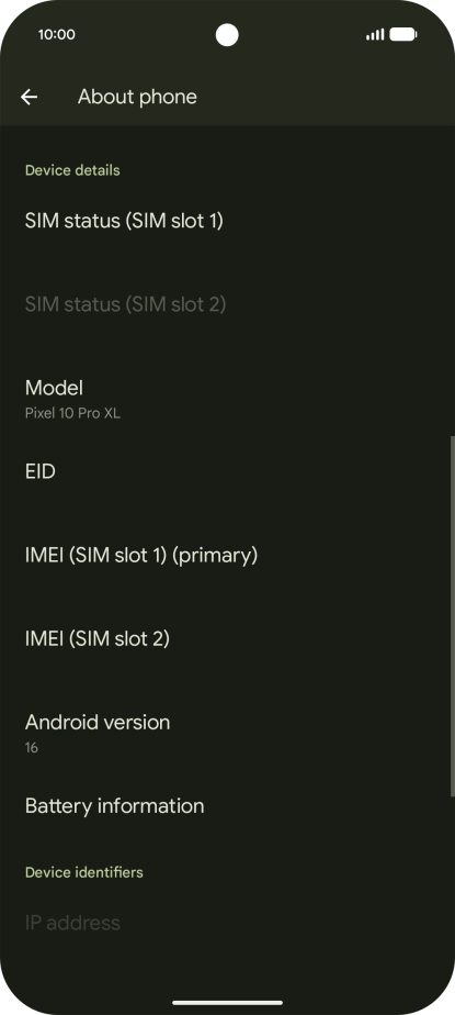 Your phone's software version is displayed below Android version.