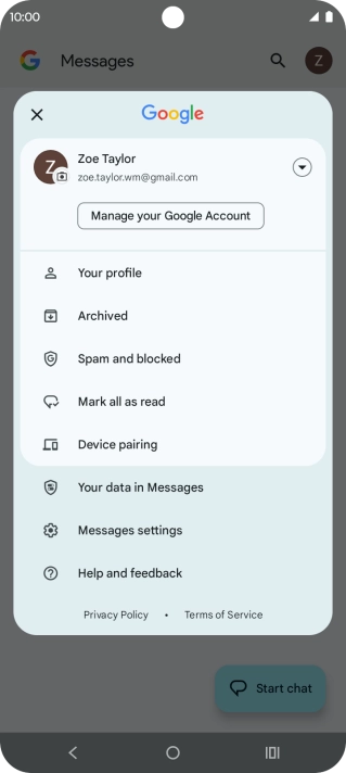 Press Messages settings.
