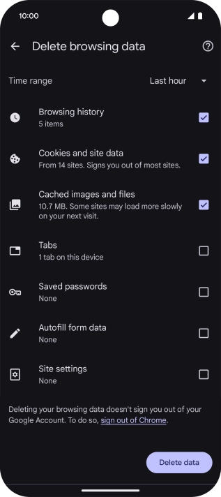 Press the fields next to the required data types.