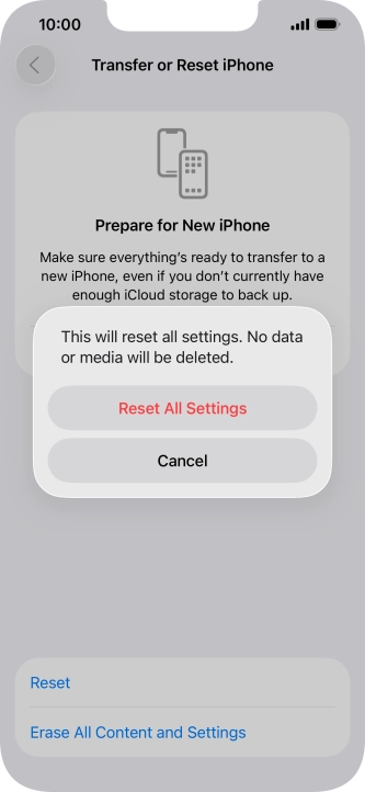Press Reset All Settings.