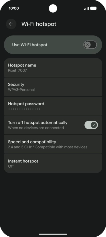 Press Hotspot password and key in the required password.