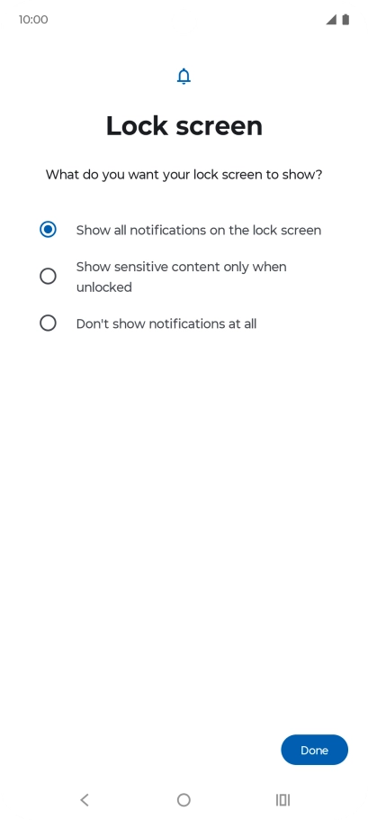 Press the required setting.