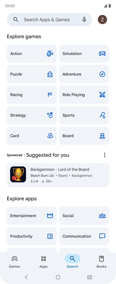 Press the search field. Press the search field.