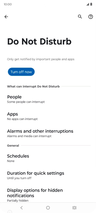Press Turn off now to turn off the function. Press Turn off now to turn off the function.