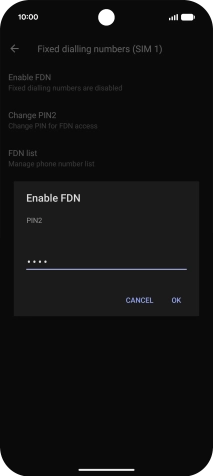 Key in your PIN2 and press OK. The default PIN2 is 1111.
