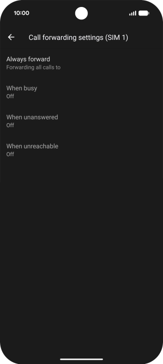 Press the required divert type.