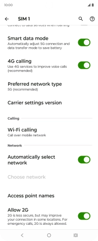 Press Preferred network type.