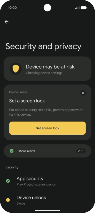 Press Device unlock. Press Device unlock.
