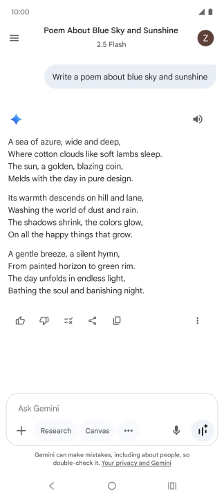 You can ask Gemini to generate a text based on your description.
